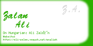 zalan ali business card